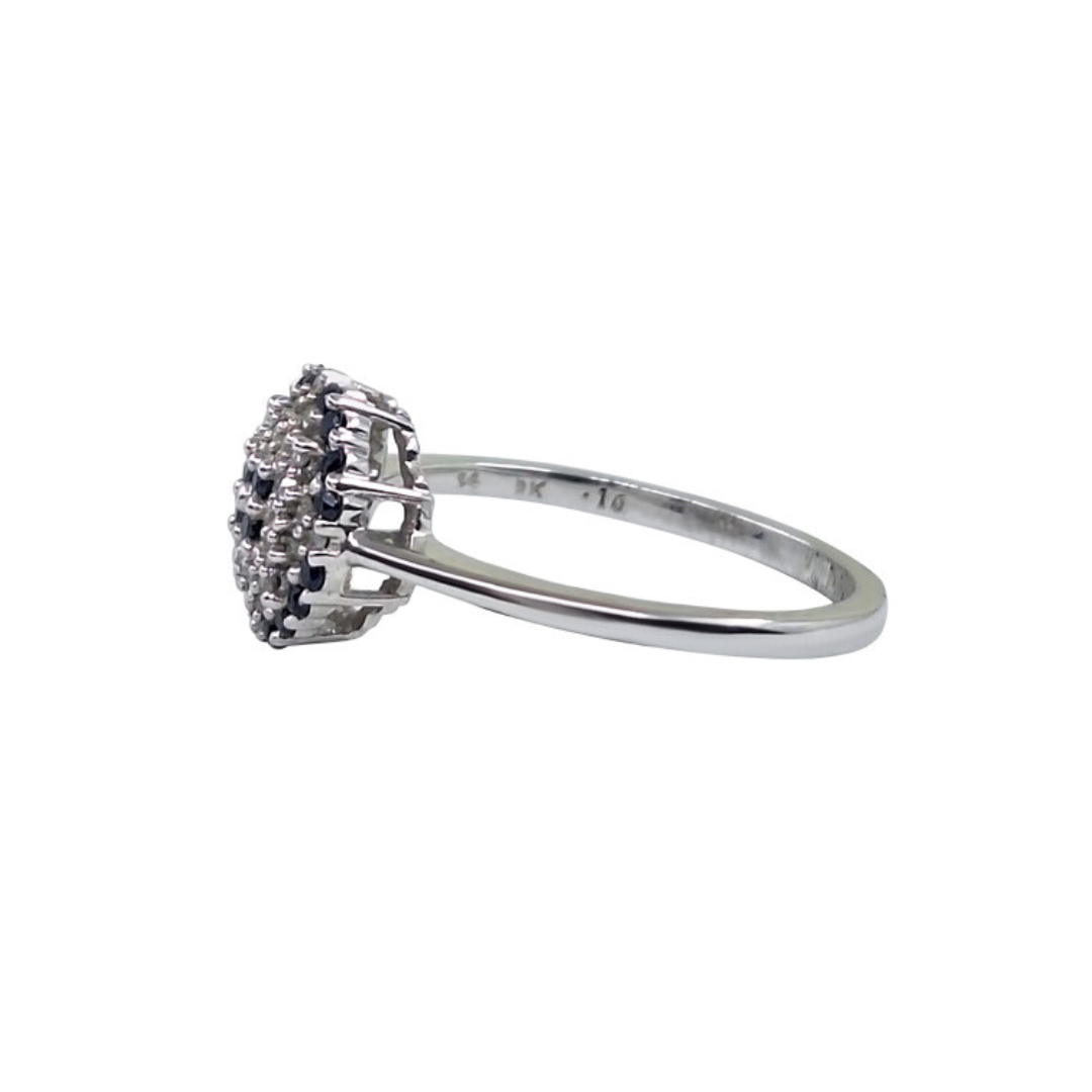 9ct White Gold Sapphire & diamond Cluster Ring