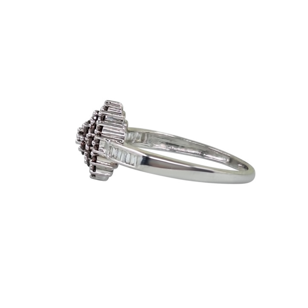 9ct White Gold Garnet & Diamond Cluster Ring