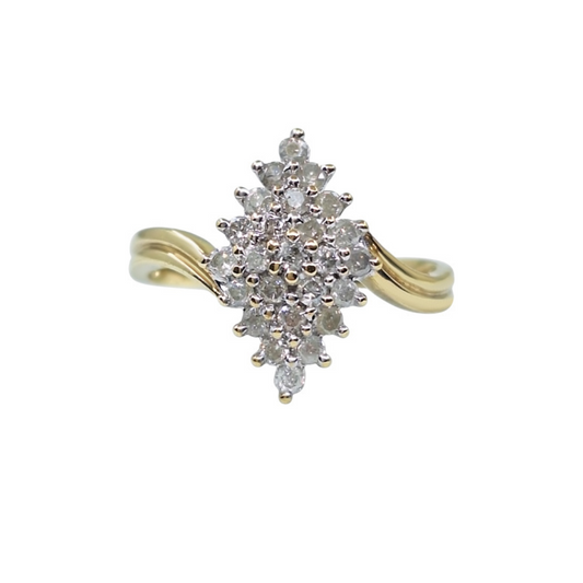 9ct Yellow Gold Marquise Diamond Cluster Ring 0.50ct