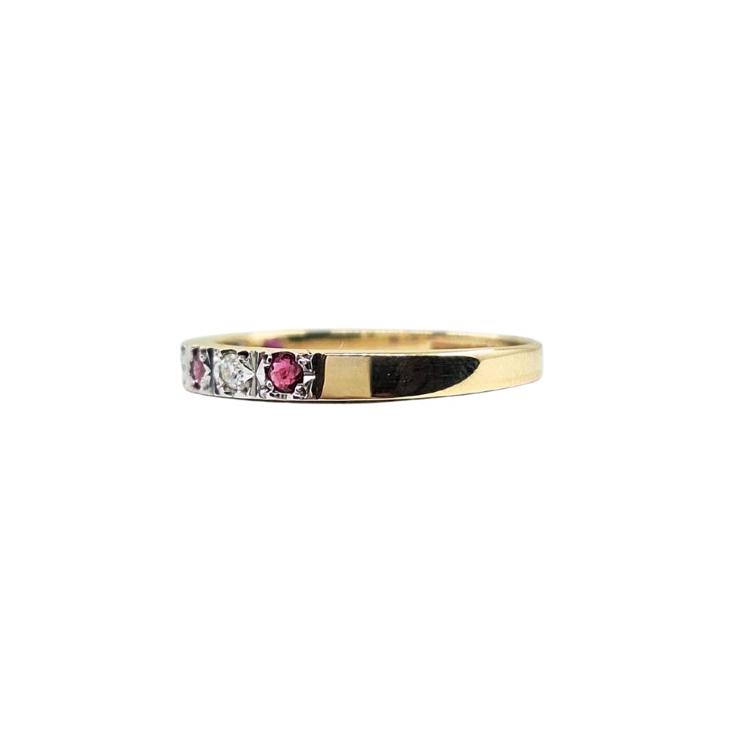9ct Yellow Gold Ruby & Diamond Eternity Ring