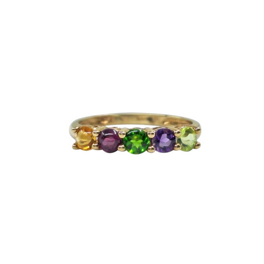 9ct Yellow Gold Multi Stone Band Ring