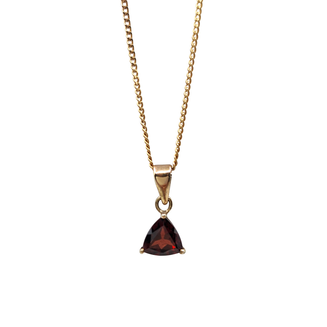 9ct Yellow Gold Garnet Pendant and Chain