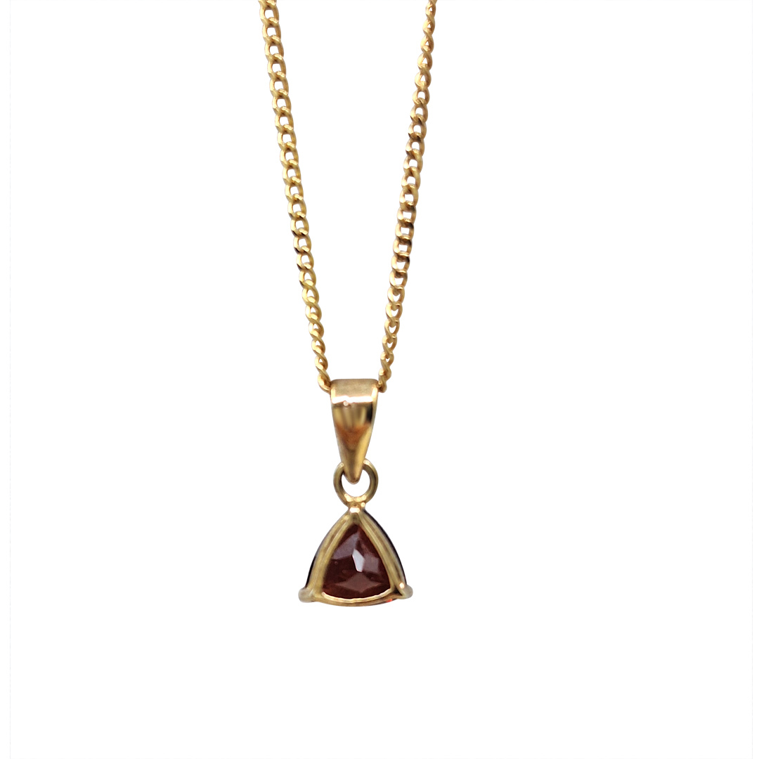 9ct Yellow Gold Garnet Pendant and Chain