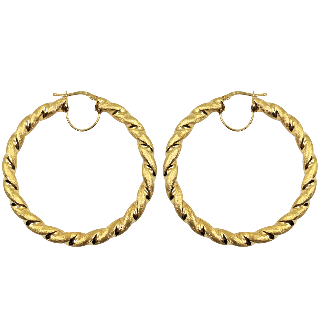 9ct Yellow Gold Large Twist Creole Earrings