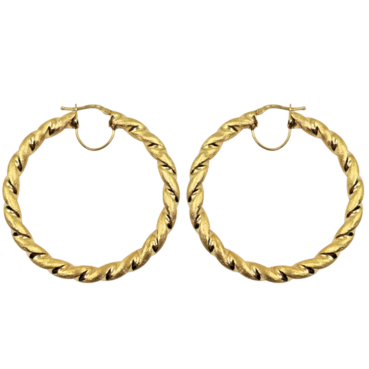 9ct Yellow Gold Large Twist Creole Earrings
