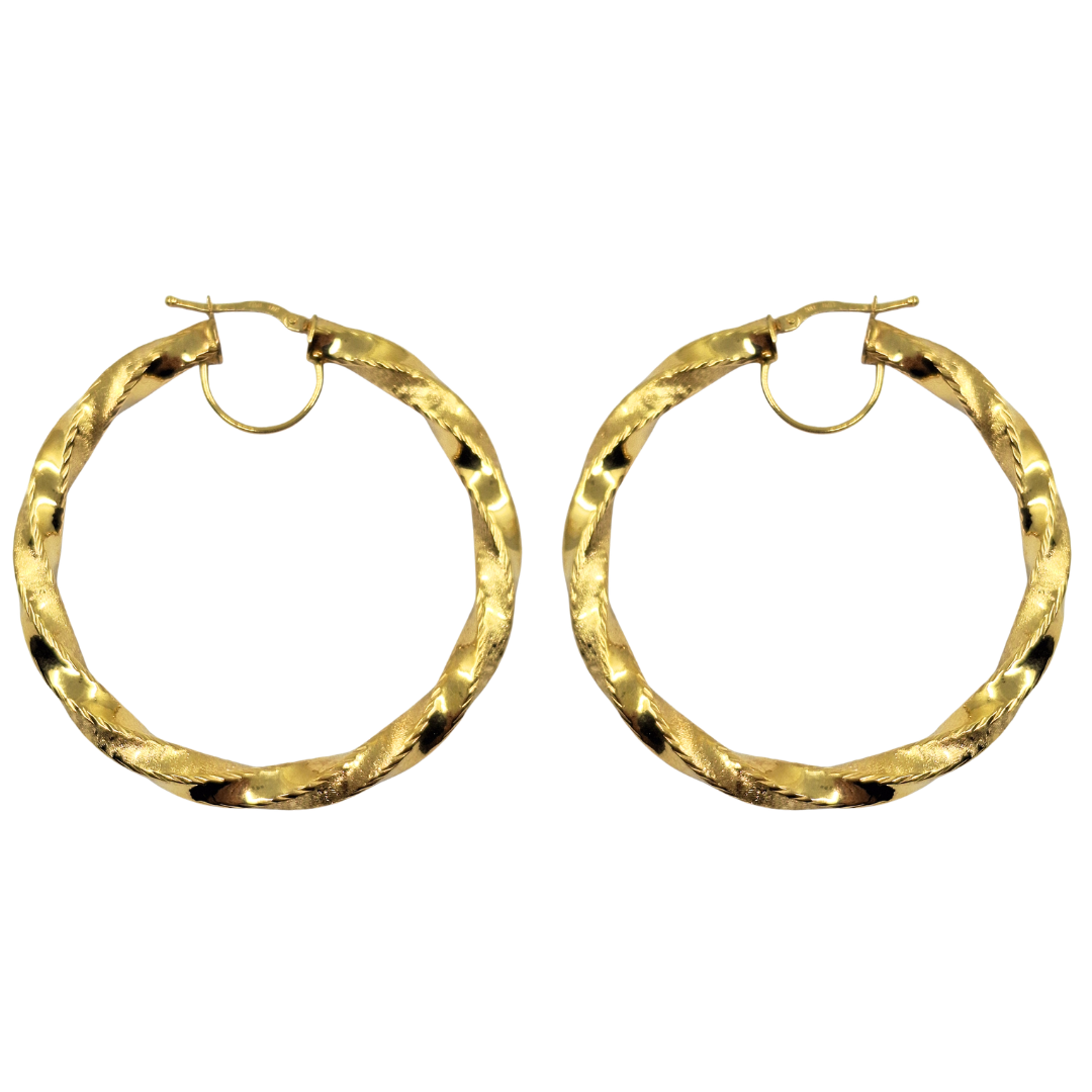 9ct Yellow Gold Twist Creole Earrings