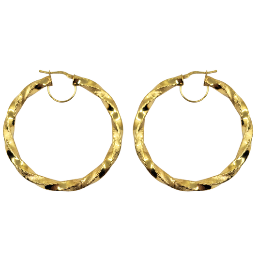 9ct Yellow Gold Twist Creole Earrings