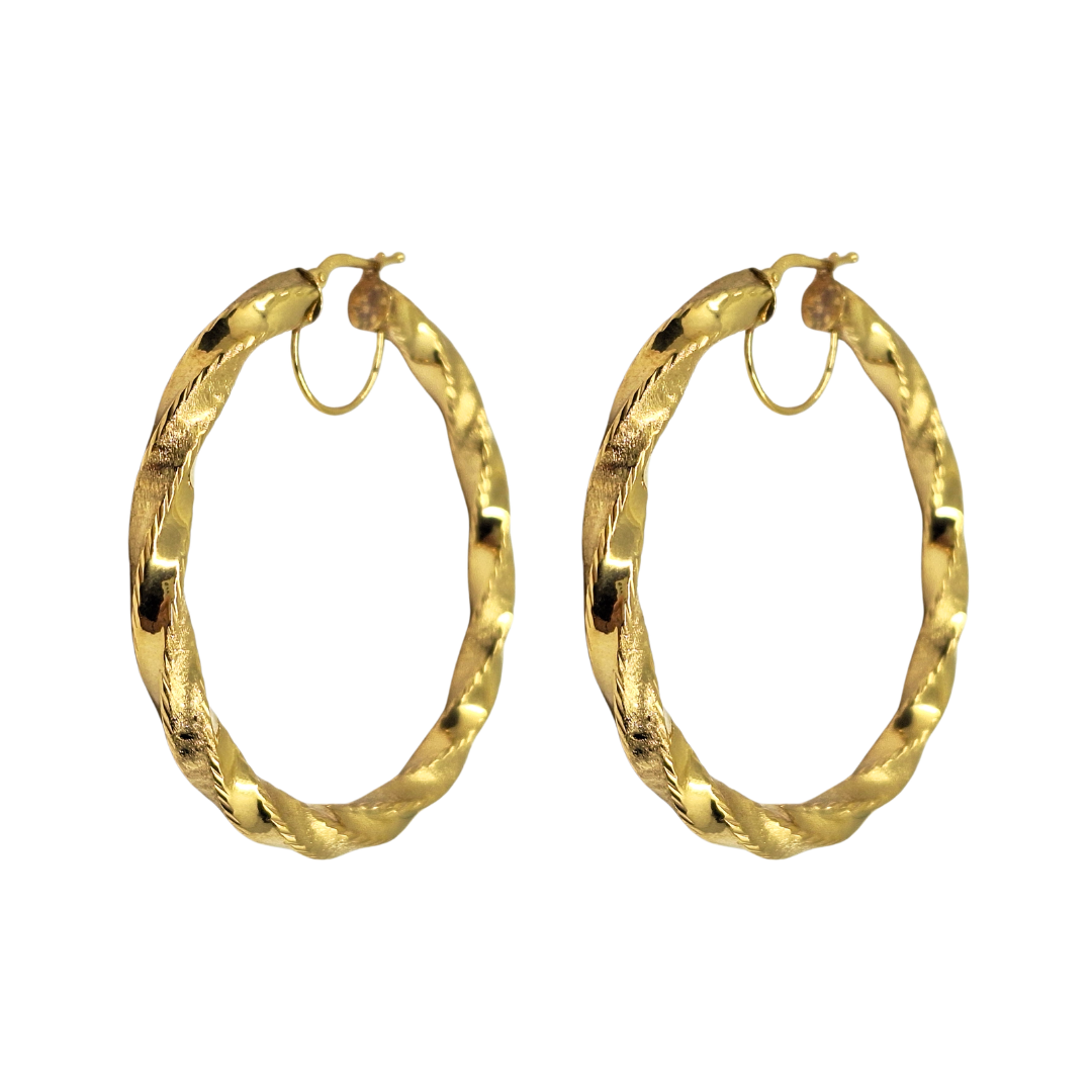 9ct Yellow Gold Twist Creole Earrings