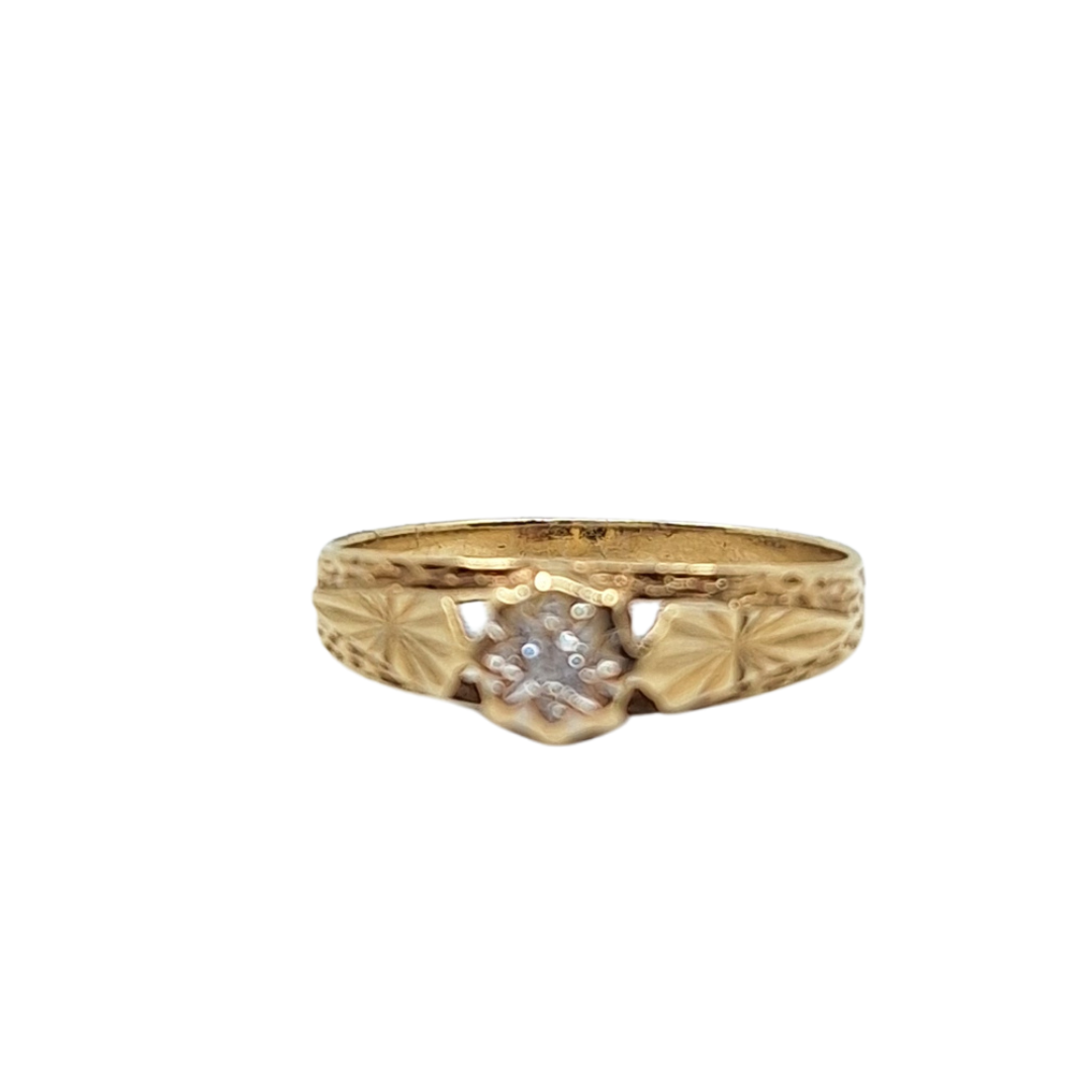 9ct Yellow Gold Illusion Set Diamond Solitaire Ring