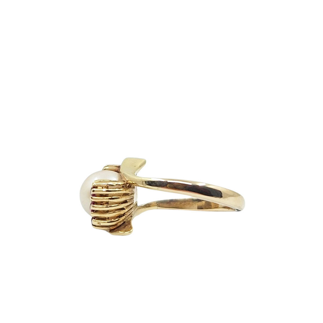 9ct Yellow Gold Pearl & Ruby Ring