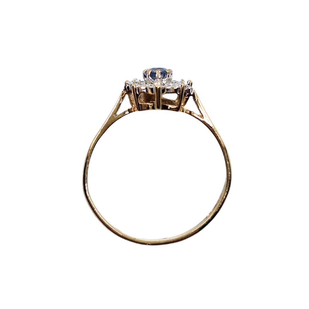 9ct Yellow Gold Sapphire & Diamond Cluster Ring