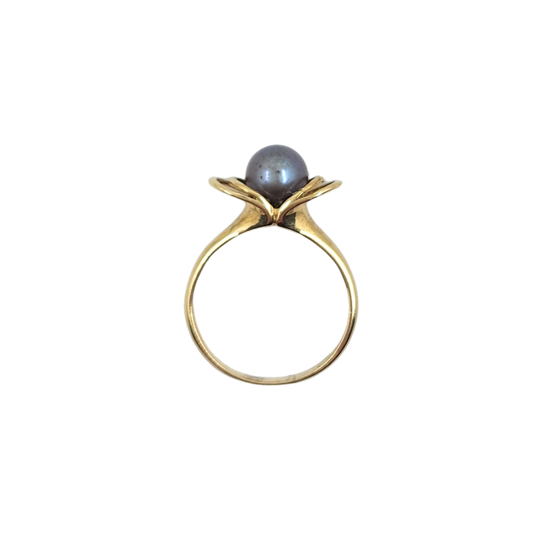 9ct Yellow Gold Black Pearl Ring