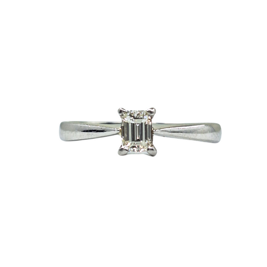 Platinum Emerald Cut Diamond Solitaire Ring 0.33ct
