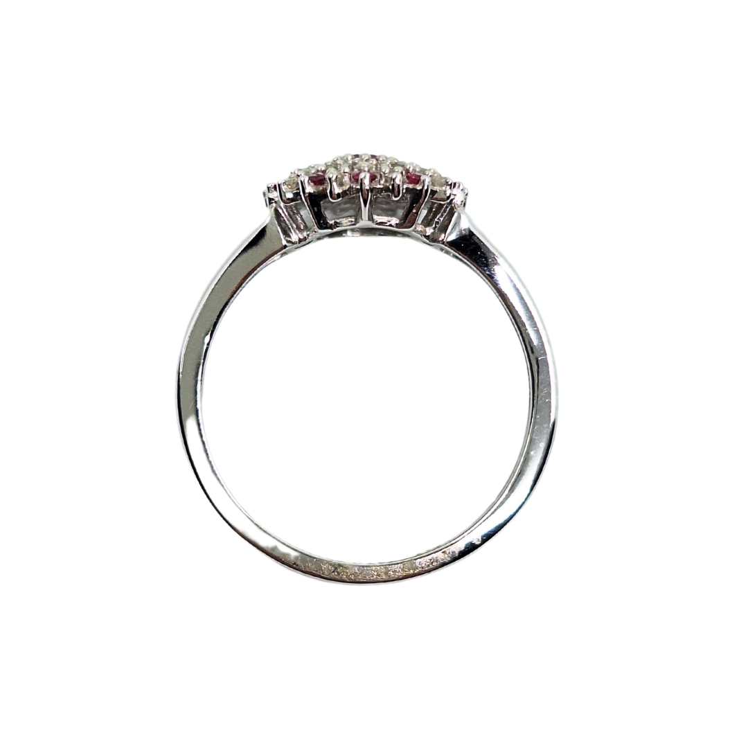 9ct White Gold Ruby & Diamond Cluster Ring