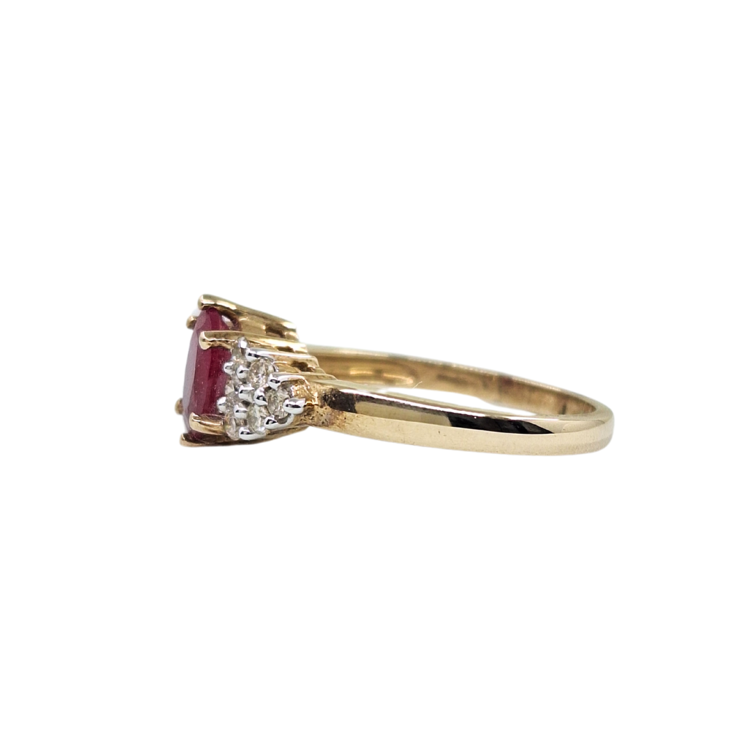 9ct Yellow Gold Ruby & Diamond Cluster Ring