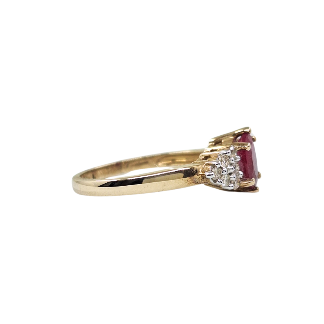 9ct Yellow Gold Ruby & Diamond Cluster Ring