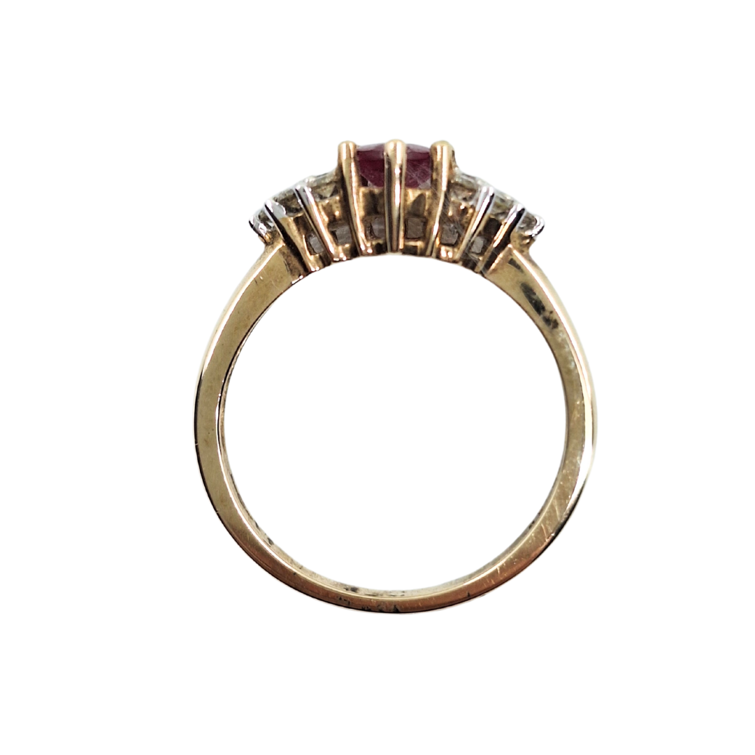 9ct Yellow Gold Ruby & Diamond Cluster Ring