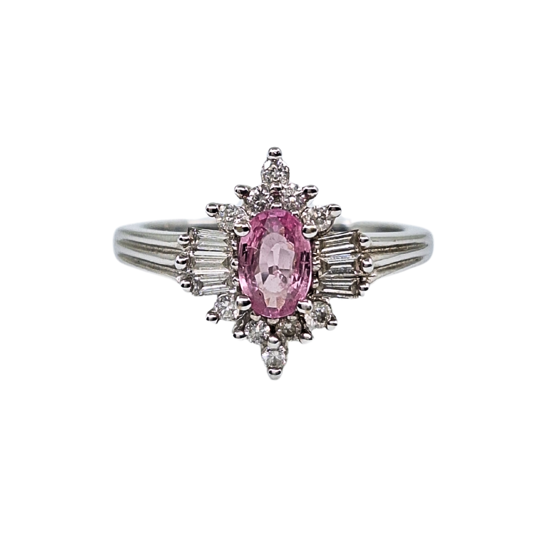 9ct White Gold Ruby & Diamond Cluster Ring