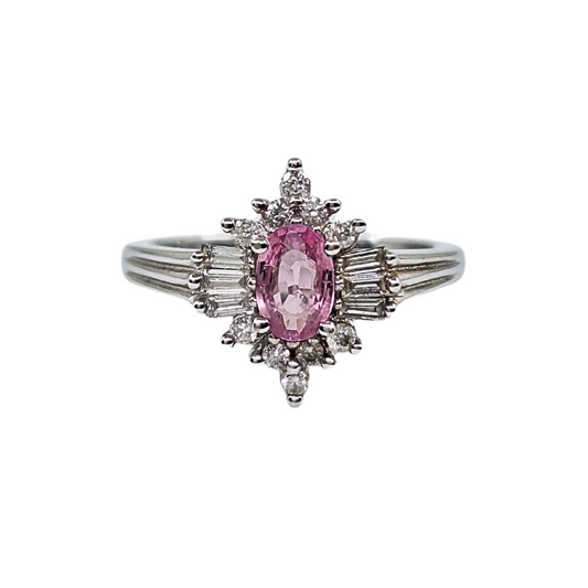 9ct White Gold Ruby & Diamond Cluster Ring