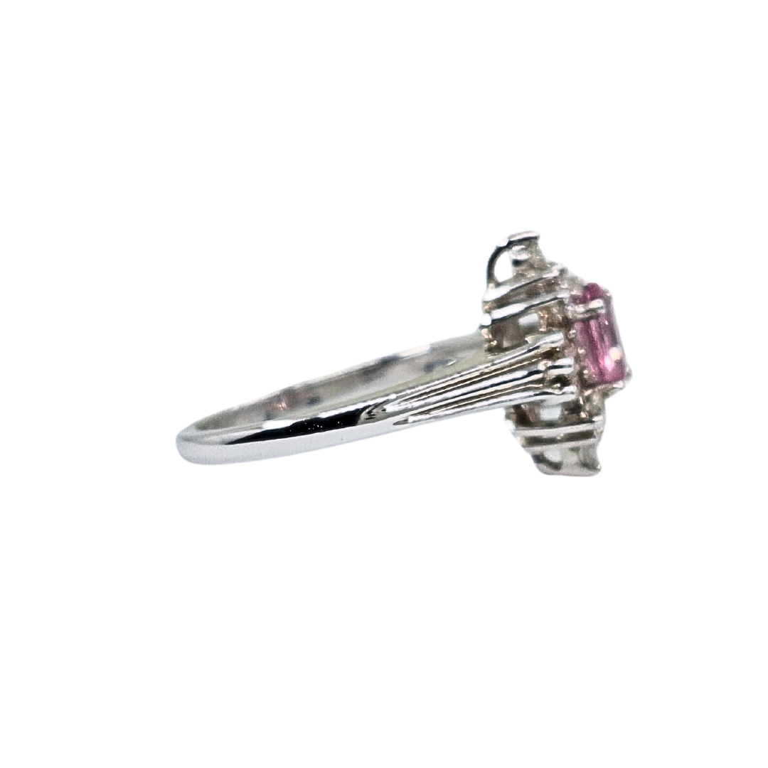 9ct White Gold Ruby & Diamond Cluster Ring