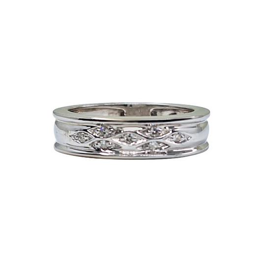 9ct White Gold Diamond Band Ring