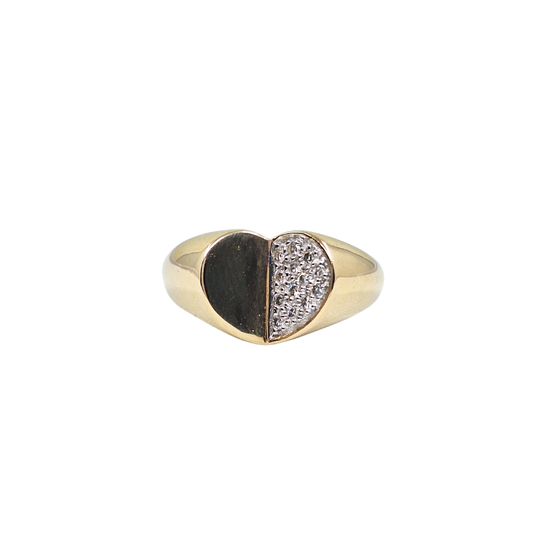 9ct Yellow Gold Diamond Heart Ring