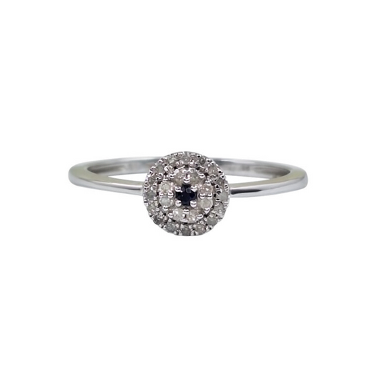9ct White Gold Sapphire & Diamond Cluster Ring