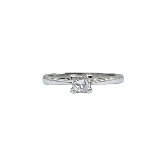18ct White Gold Princess Cut Diamond Solitaire Ring 0.25ct