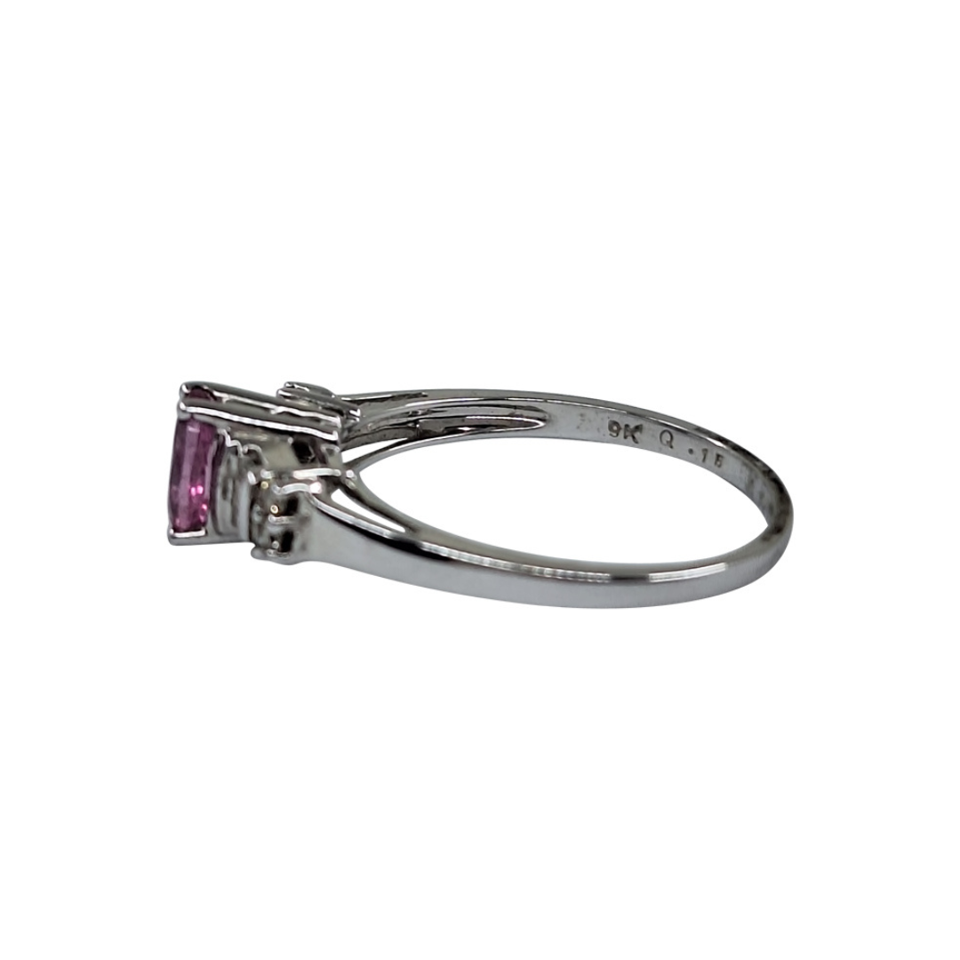 9ct White Gold Ruby & Diamond Ring