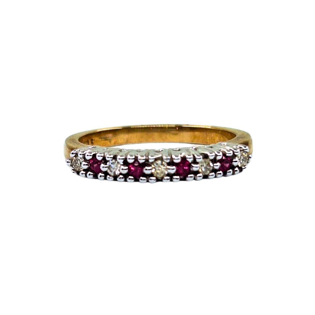 9ct Yellow Gold Ruby and Diamond 9 Stone Eternity Ring