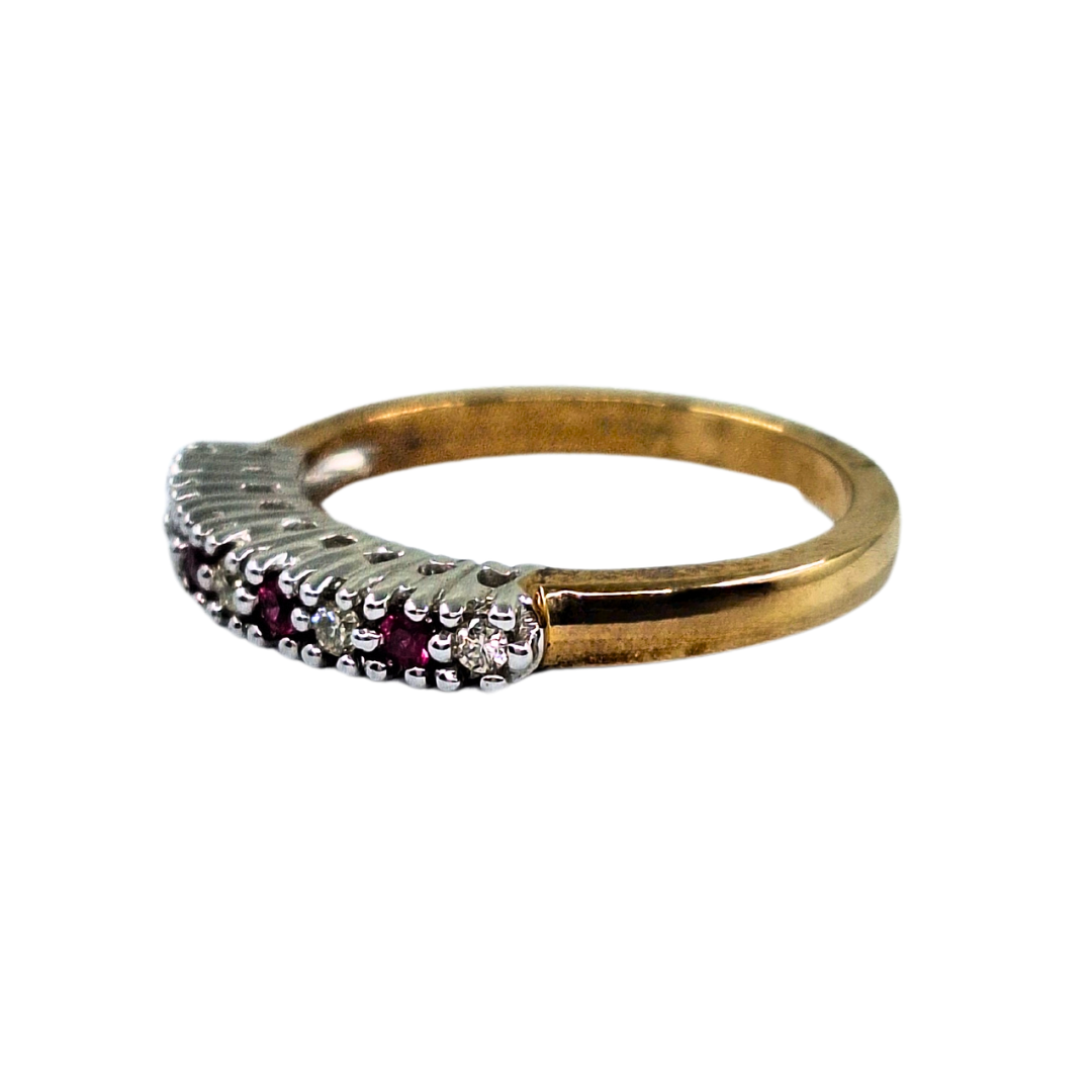 9ct Yellow Gold Ruby and Diamond 9 Stone Eternity Ring