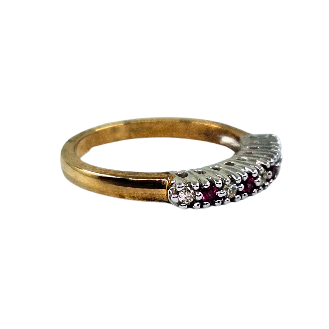 9ct Yellow Gold Ruby and Diamond 9 Stone Eternity Ring