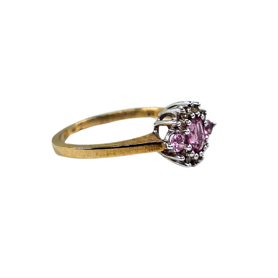 9ct Yellow Gold Ruby & Diamond Cluster Ring