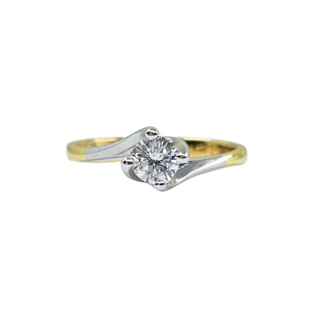 18ct 2 Colour Gold Diamond Solitaire Ring 0.33ct