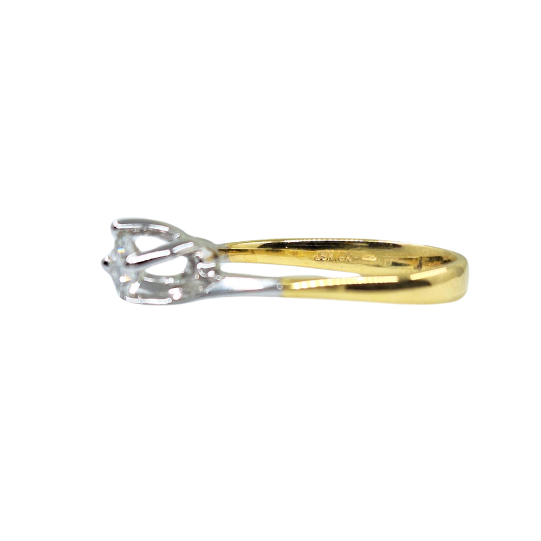18ct 2 Colour Gold Diamond Solitaire Ring 0.33ct