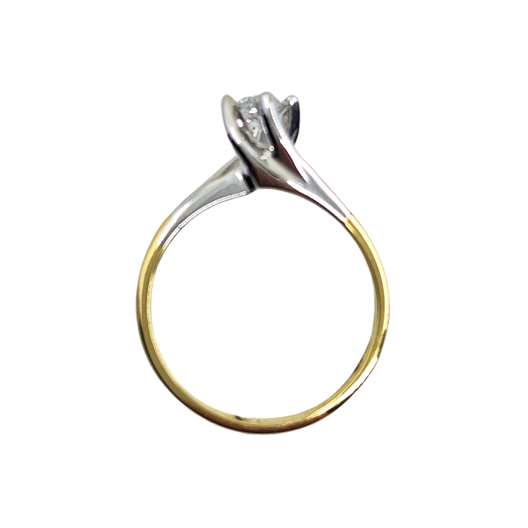 18ct 2 Colour Gold Diamond Solitaire Ring 0.33ct
