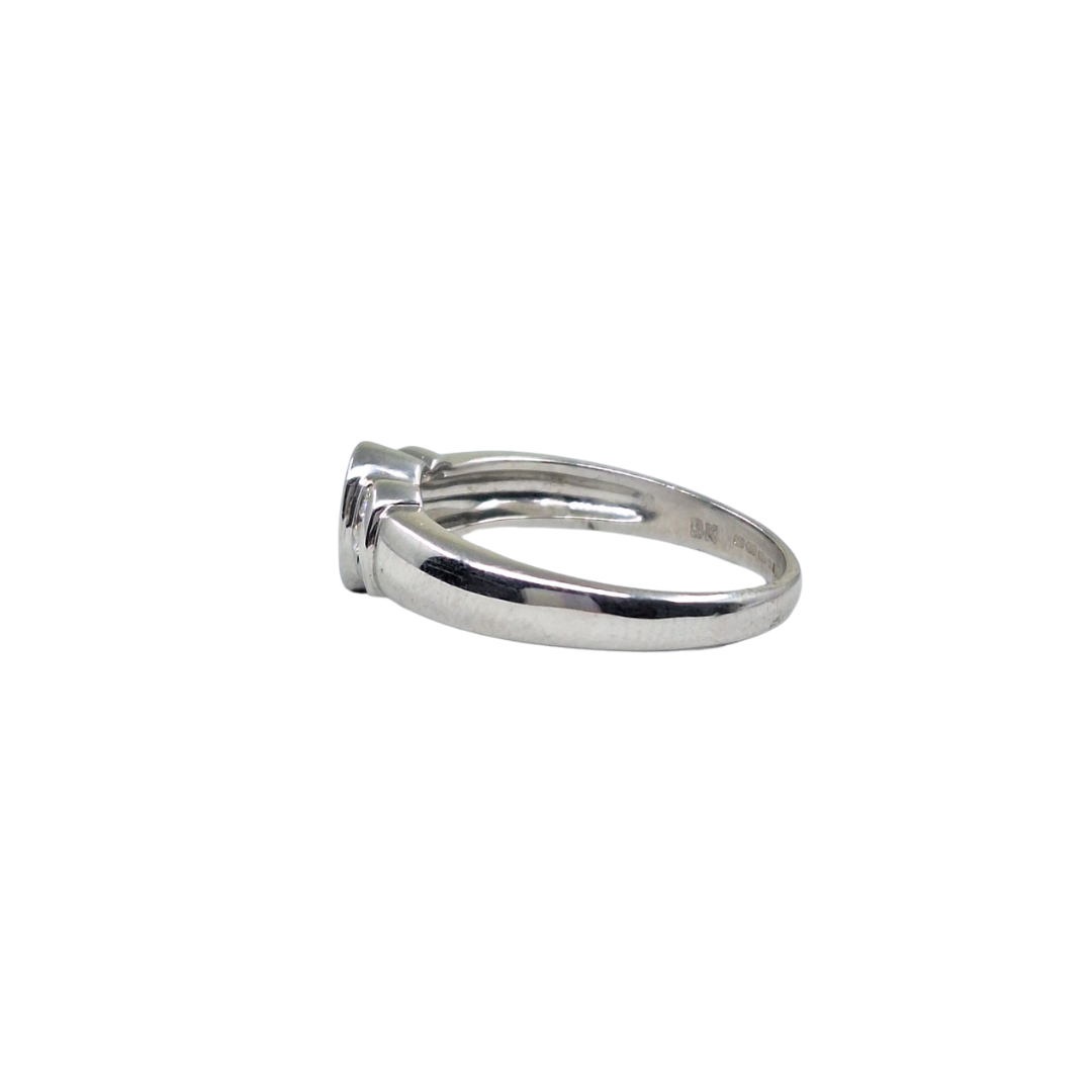 9ct White Gold Blue Topaz & Diamond Band Ring