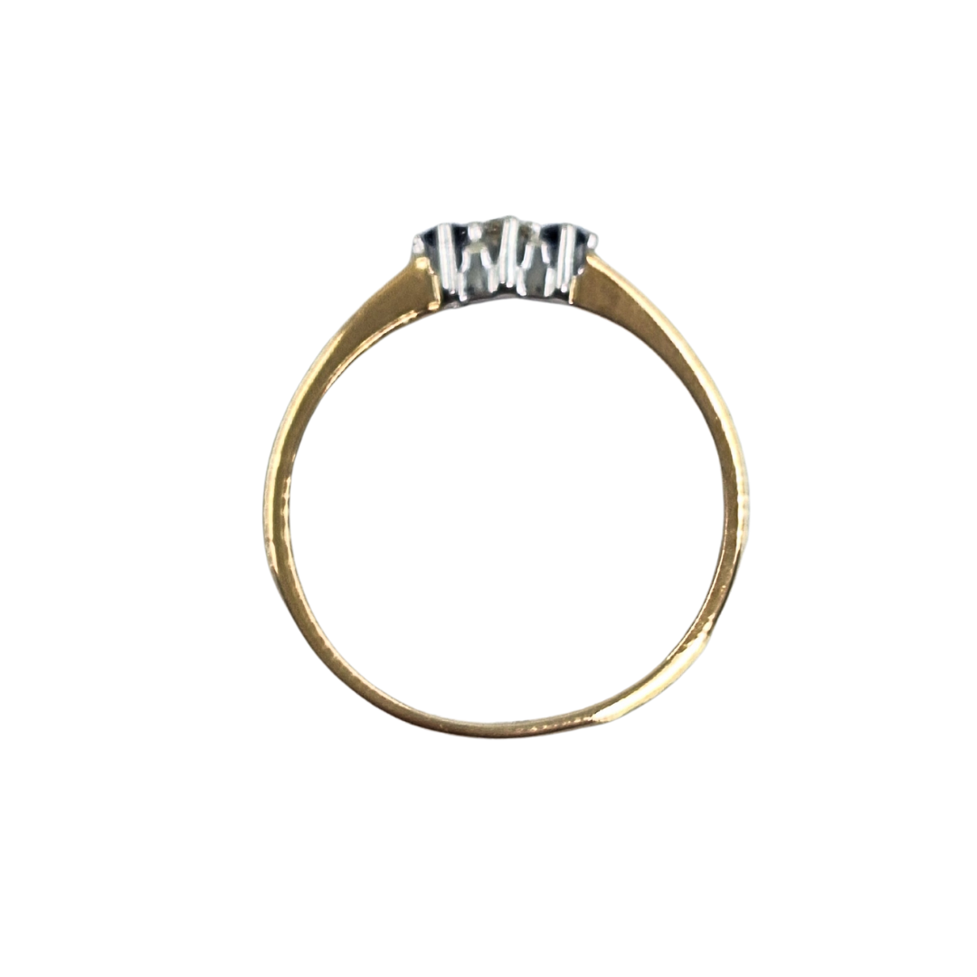 9ct Yellow Gold Sapphire & Diamond 3 Stone Ring