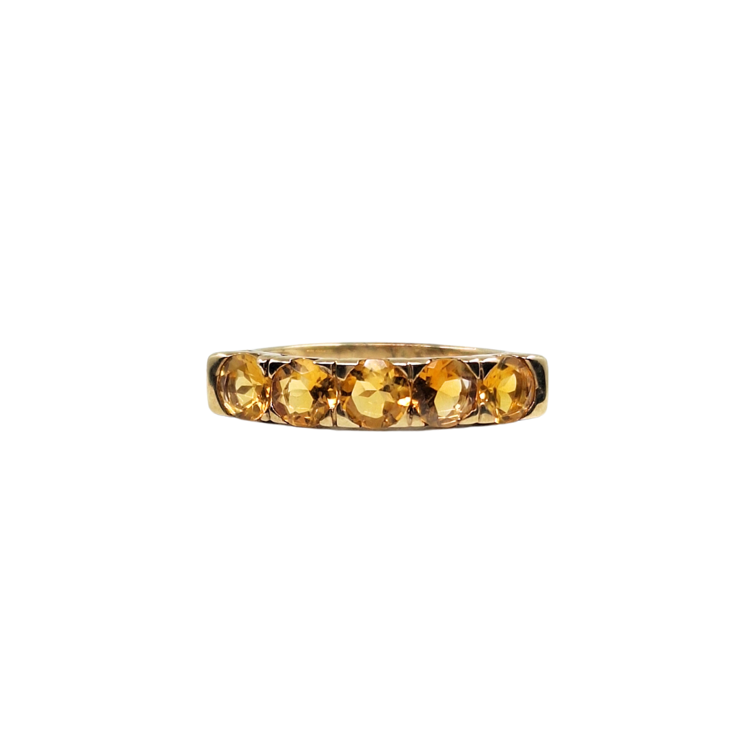 9ct Yellow Gold Citrine 5 Stone Eternity Ring
