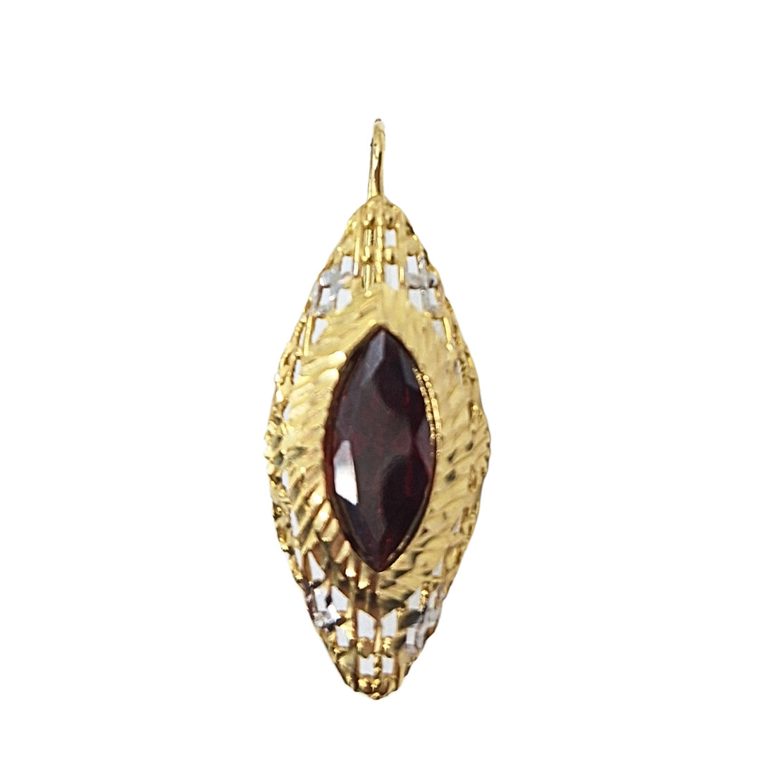 14ct Yellow Gold Red Cubic Zirconia Drop Earrings