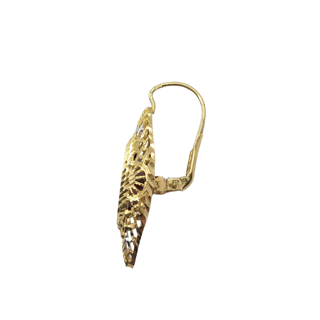 14ct Yellow Gold Red Cubic Zirconia Drop Earrings