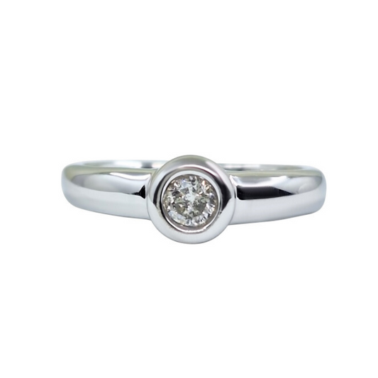 9ct White Gold Bezel Set Diamond Solitaire Ring 0.20ct