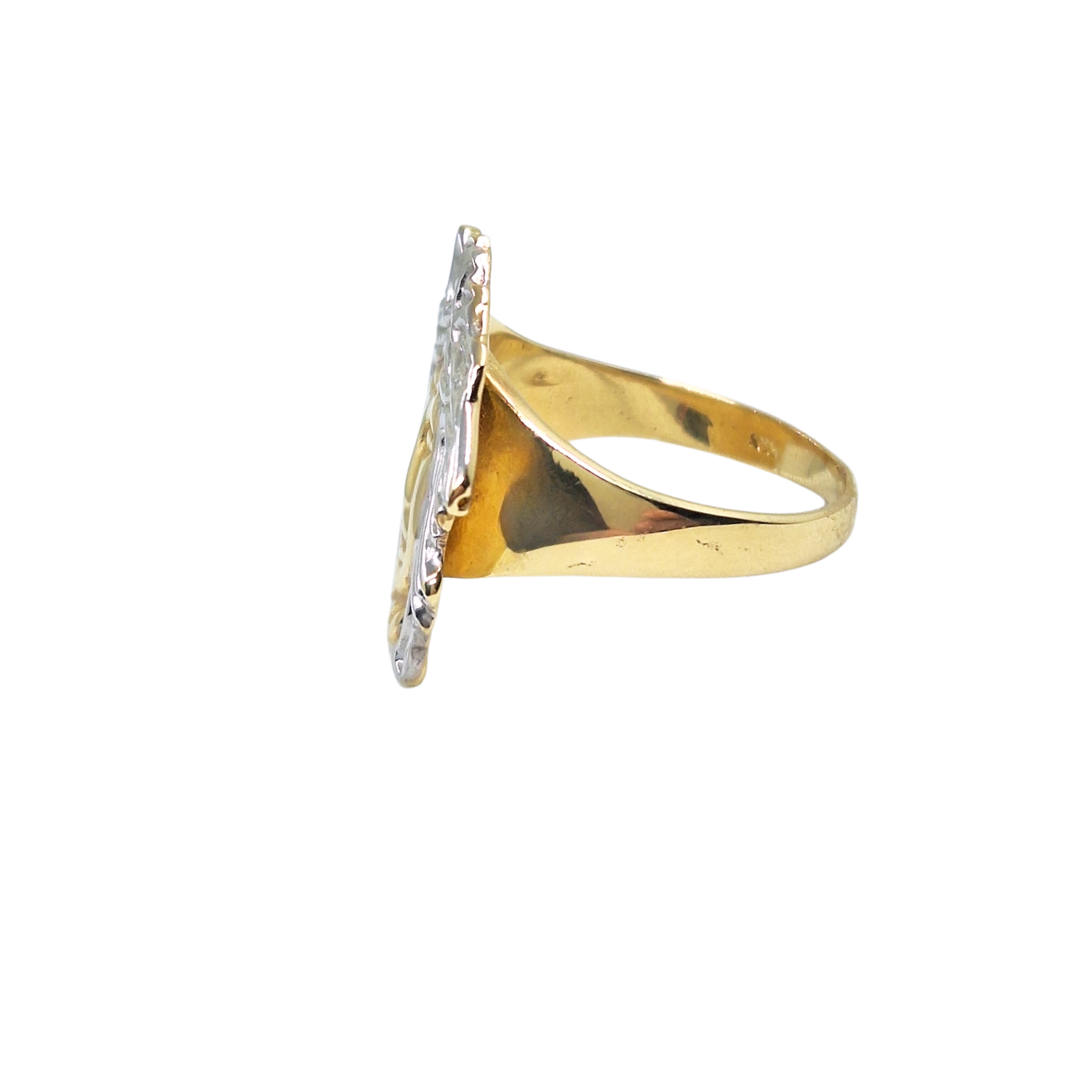 14ct Yellow & White Gold Versace Style Medusa Head Ring