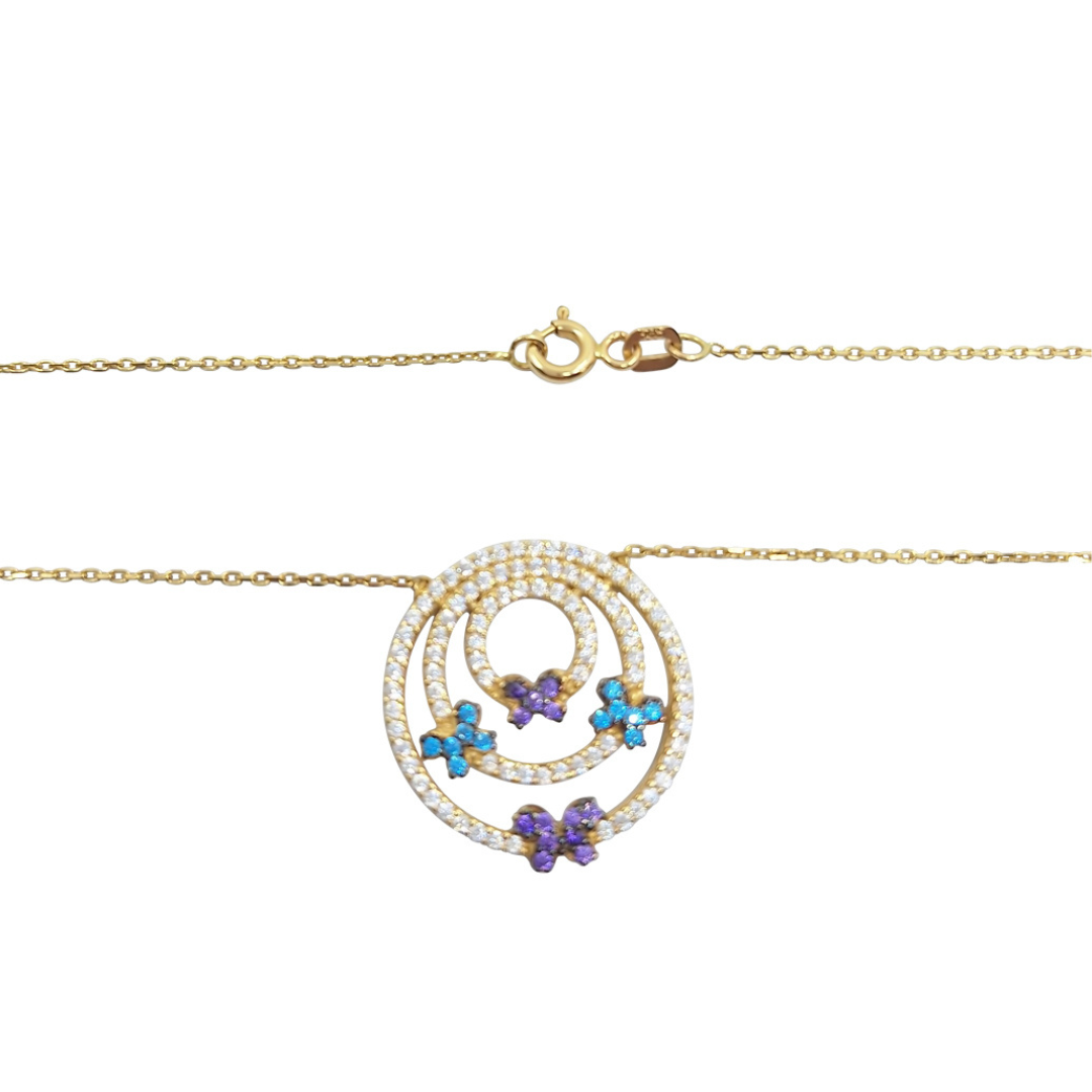 14ct Yellow Gold Cubic Zirconia Butterfly Necklace 16"