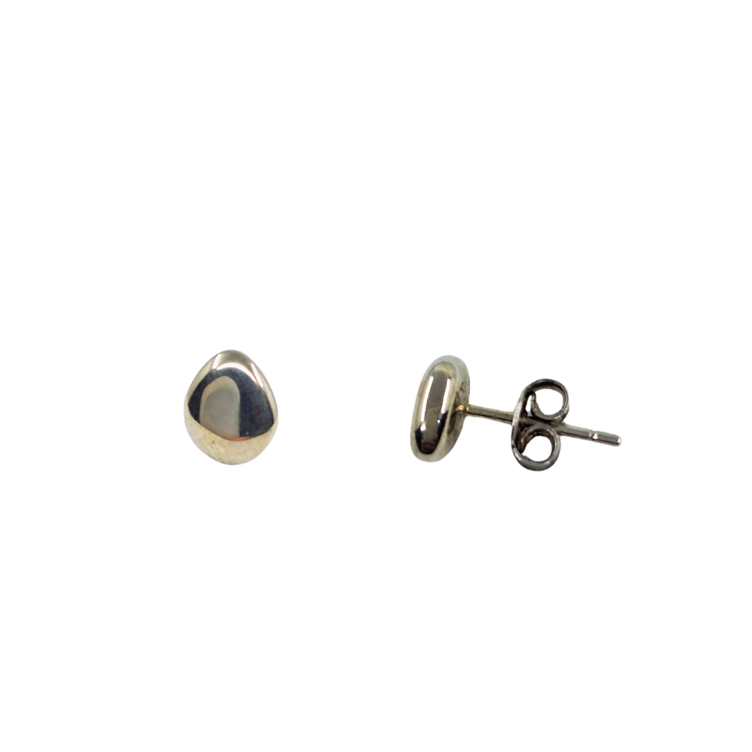 Silver Pebble Shape Stud Earrings