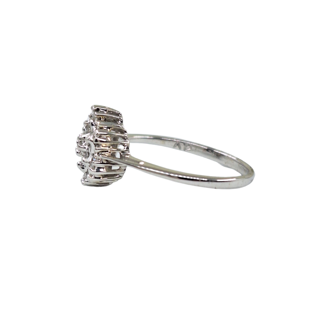 9ct White Gold Baguette & Round Diamond Cluster Ring