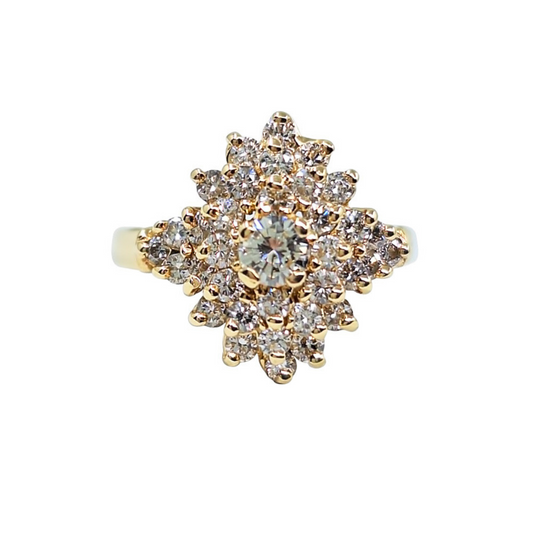 14ct Yellow Gold Diamond Cluster Ring
