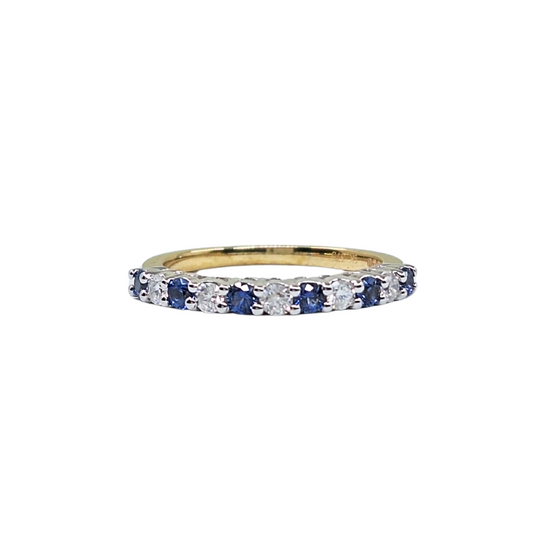 9ct Yellow Gold Sapphire & Diamond Eternity Ring