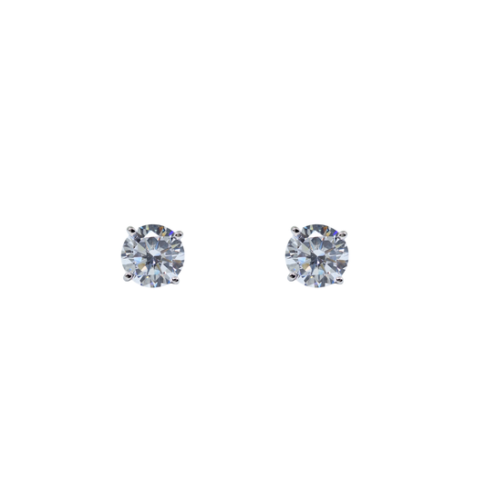 Silver 6mm Round Cubic Zirconia Stud Earrings