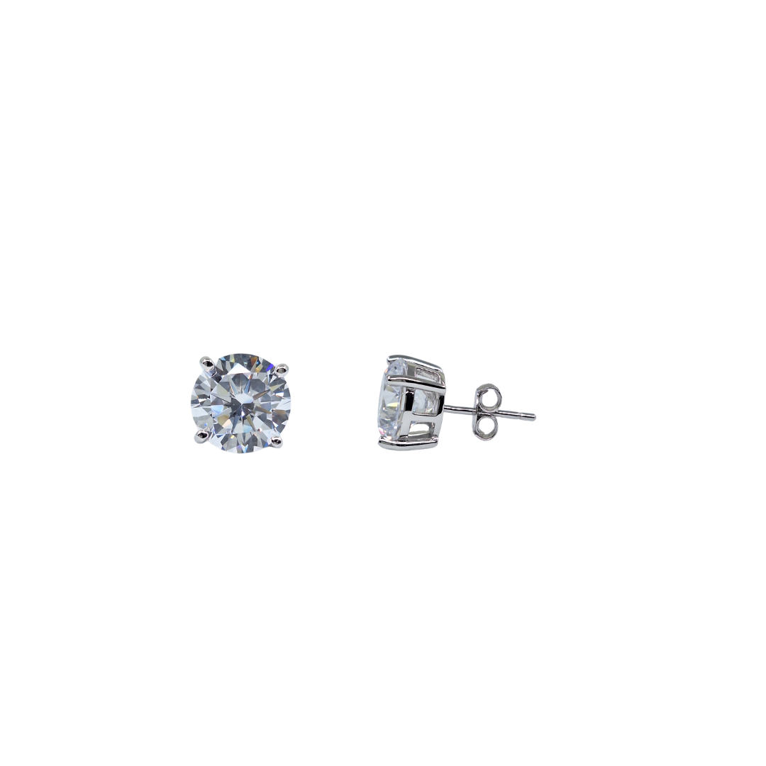 Silver 6mm Round Cubic Zirconia Stud Earrings